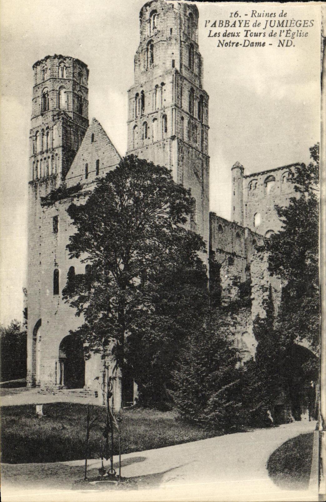VINTAGE POSTCARD Old Abbey of Jumieges Both Tours of L Notre Dame Church
