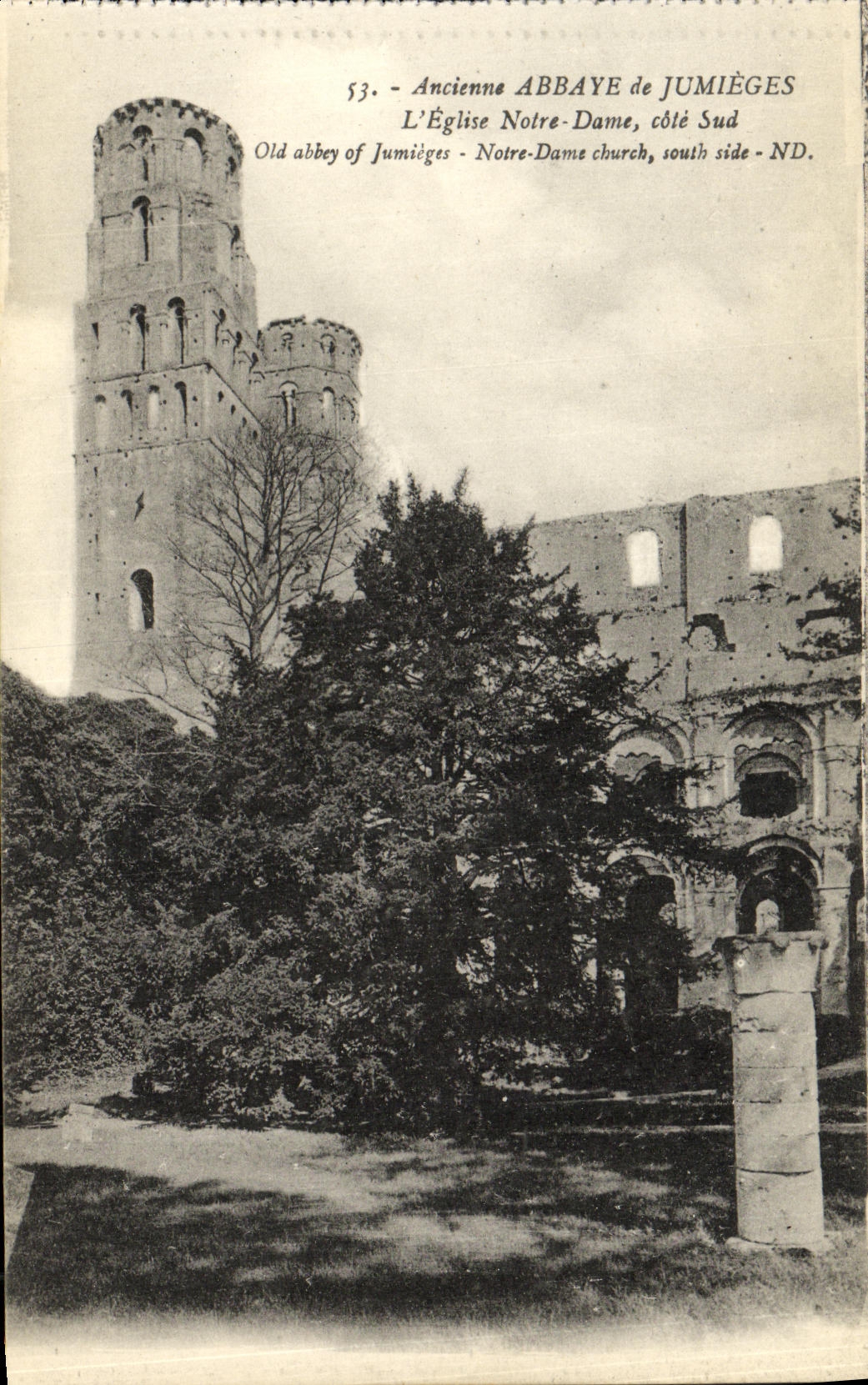 VINTAGE POSTCARD Old Abbey of Jumieges L Notre Dame Church