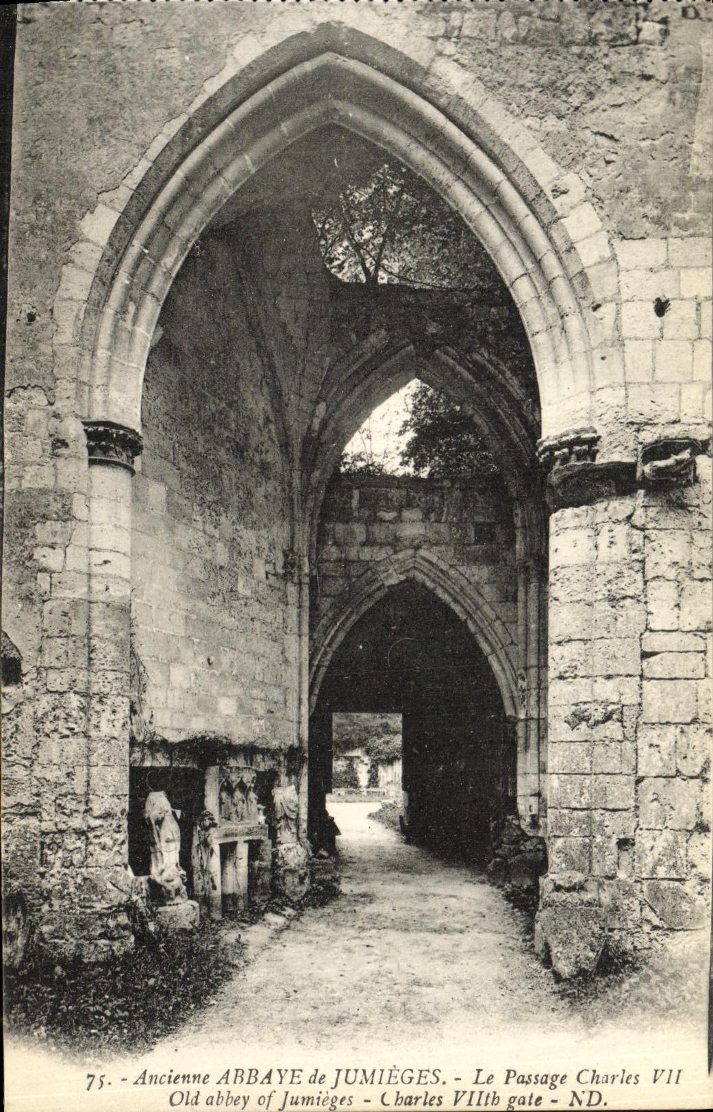 VINTAGE POSTCARD Old Abbey of Jumieges the Passage Charles VII