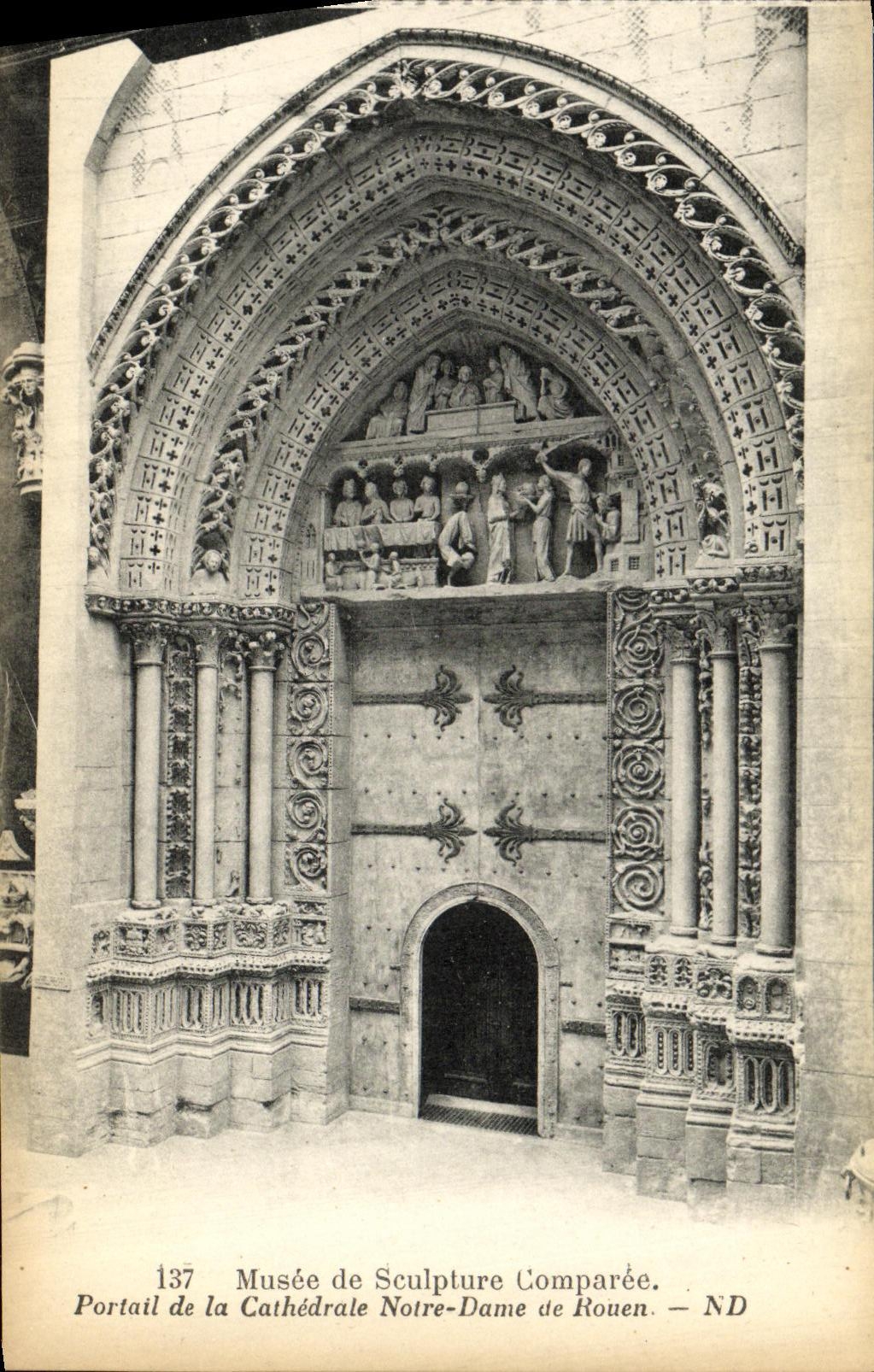 VINTAGE POSTCARD Museum of Sculpture Comparee Gate of the Notre Dame Cathedral of Rouen