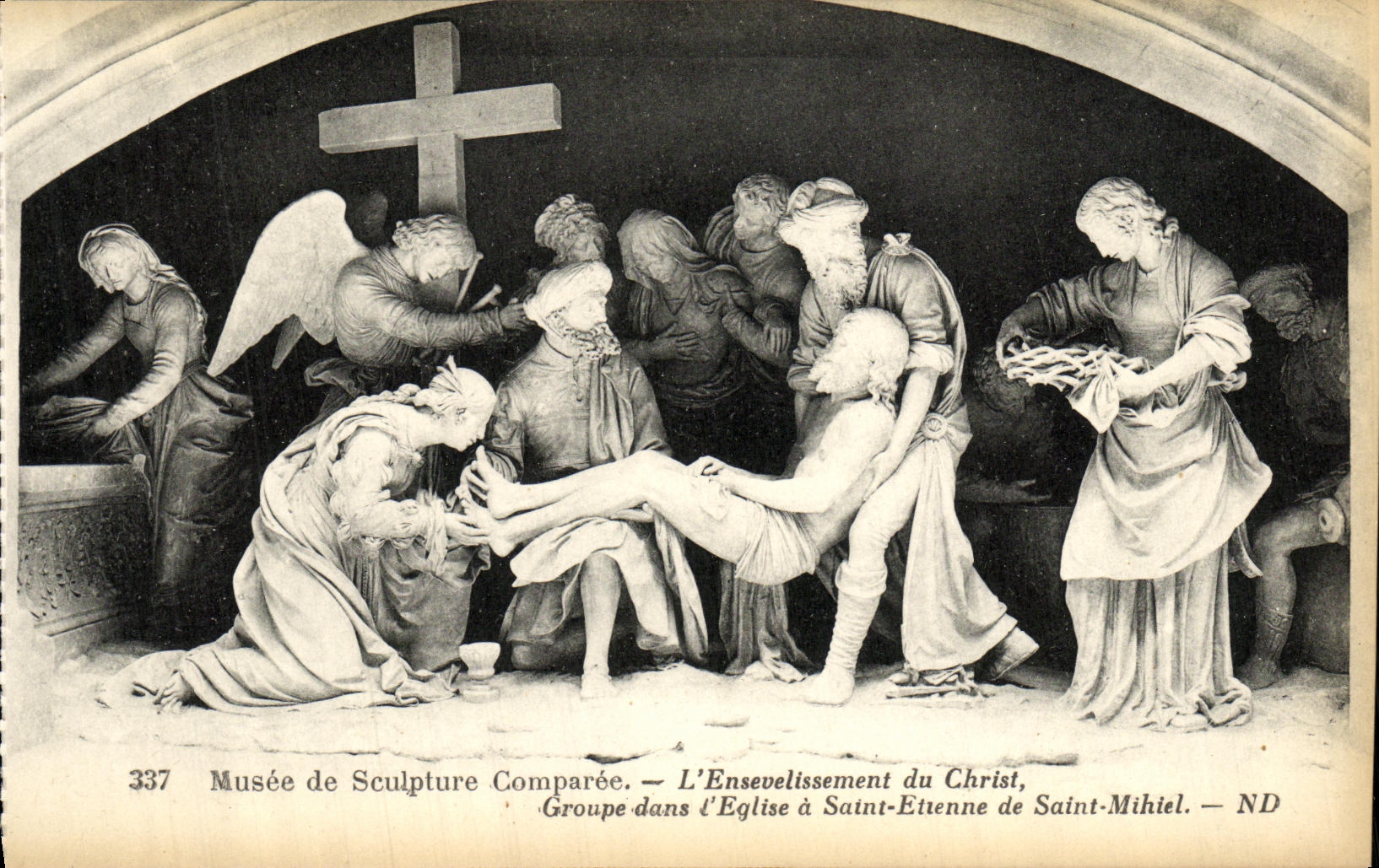 VINTAGE POSTCARD Musee of Sculpture Comparee L Burial of Christ Groups In L Church has Saint New Year s gift of Mihiel Saint