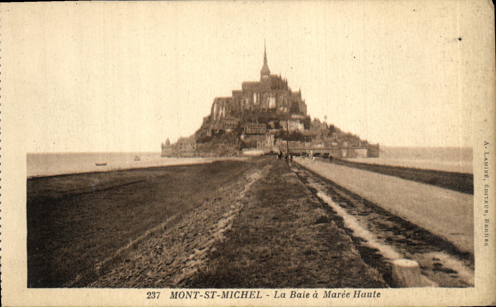 VINTAGE POSTCARD Mont St Michel the Bay has High tide