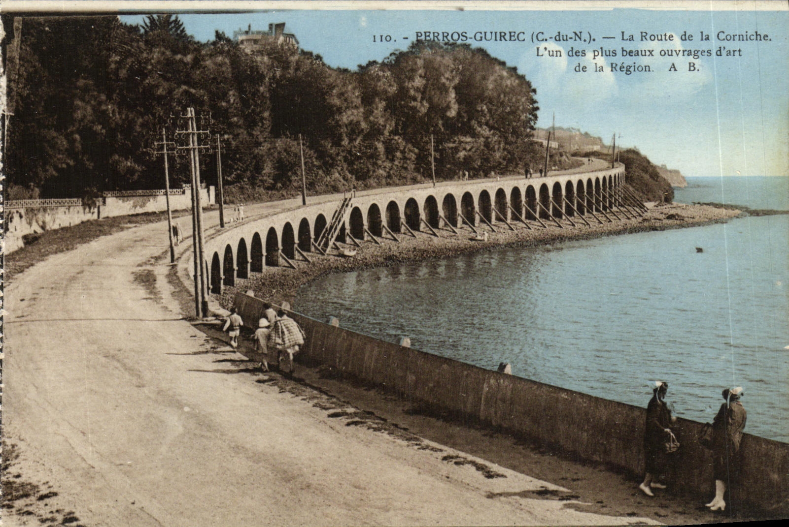 CPA Perros Guirec La Rourte de la Corniche L un des Plus Beaux Ouvrages d art de la region