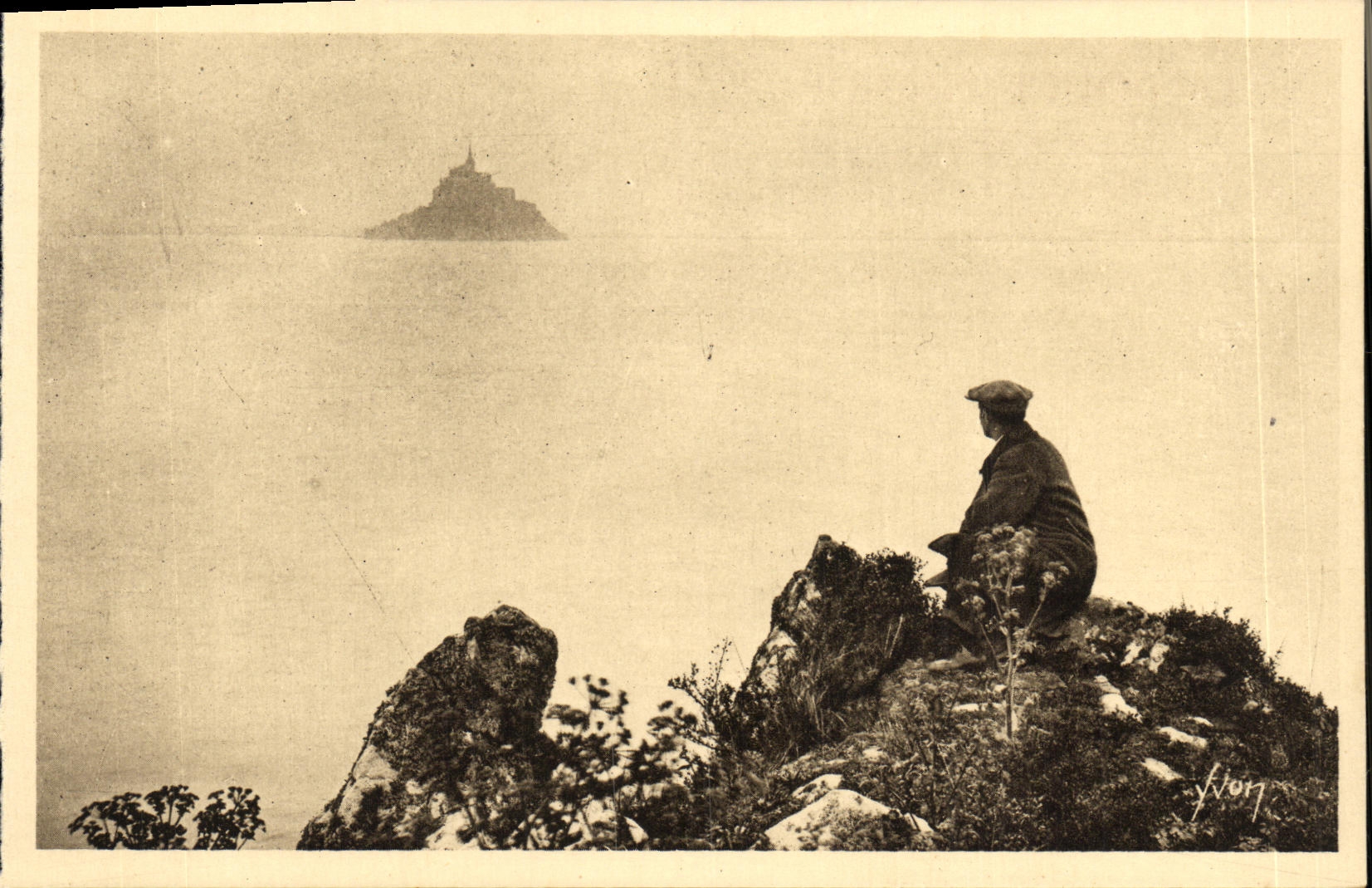 CPA Le Mont St Michel Le Mont vu de I llot de Tombelaine