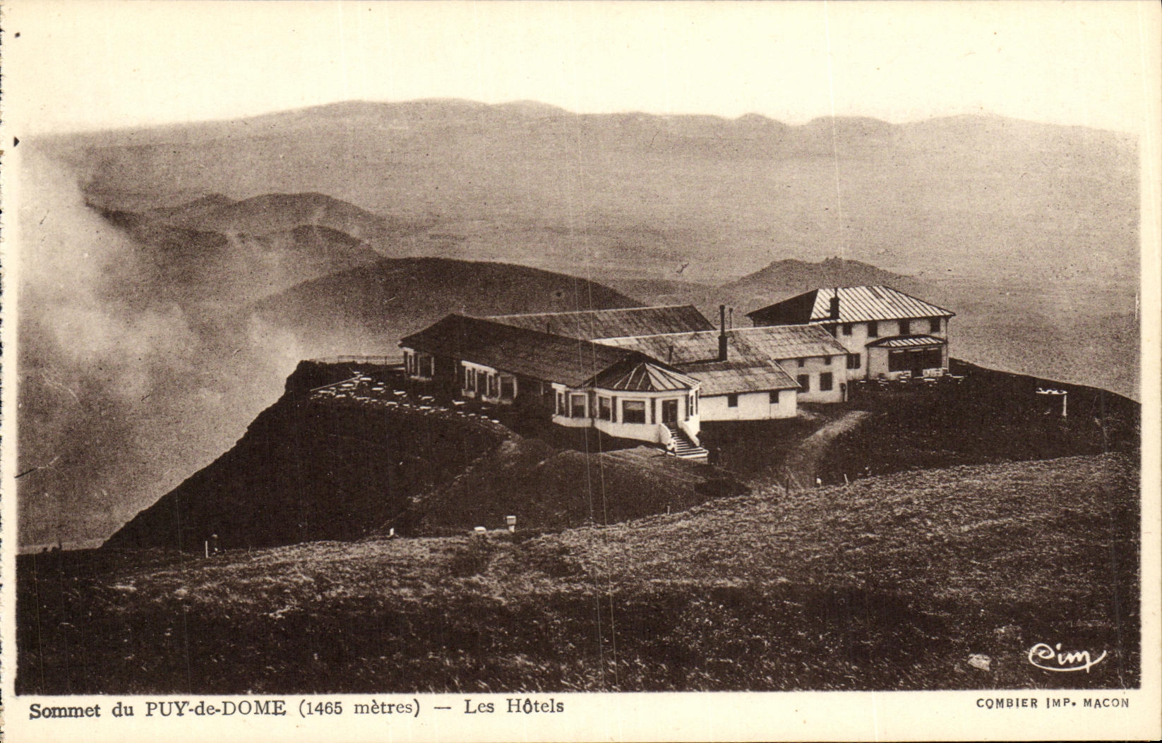 VINTAGE POSTCARD Puy de Dome Summit Hotels