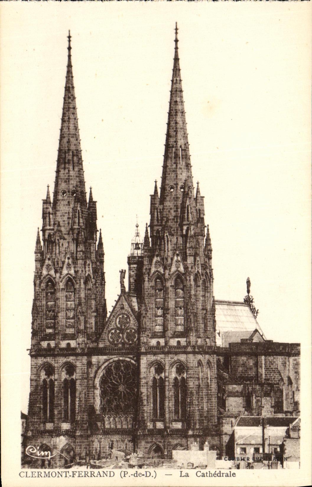 POSTAL Clermont Ferramnd de la VENDIMIA la catedral