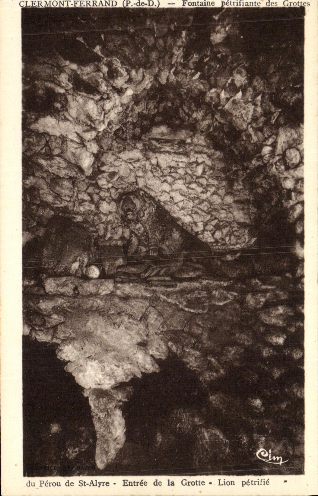 La POSTAL Clermont Ferramnd de la VENDIMIA de Perú de la entrada del St Alyre del leon de la cueva petrifies