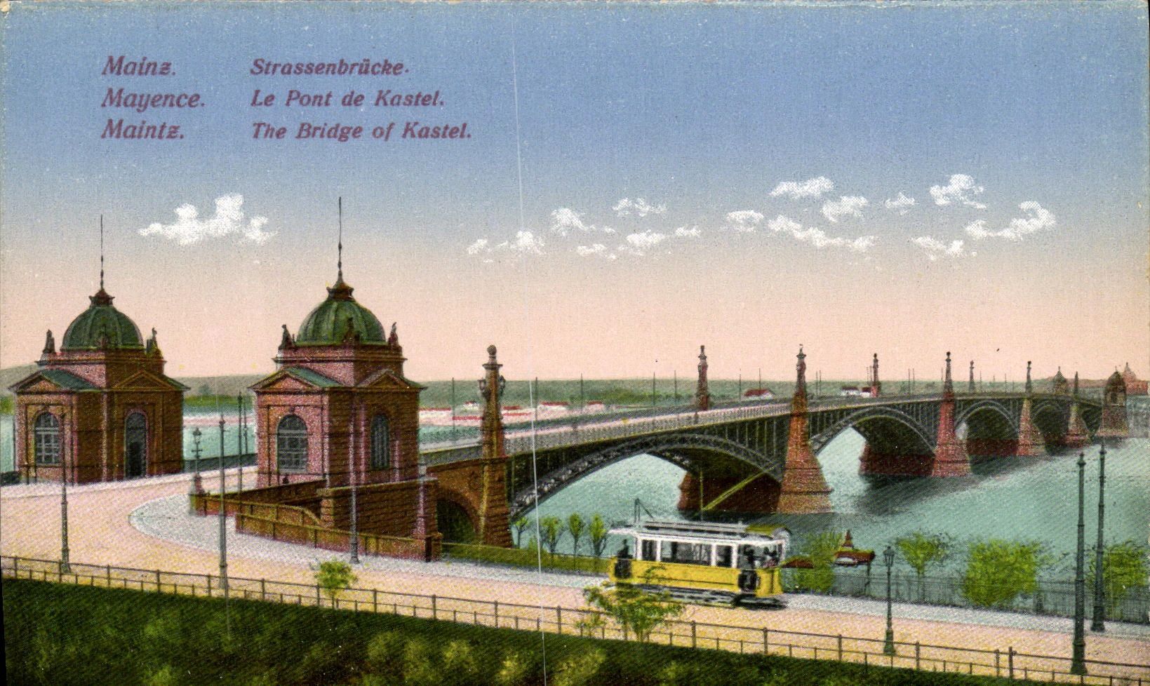 VINTAGE POSTCARD Mainz Strassenbrucke
