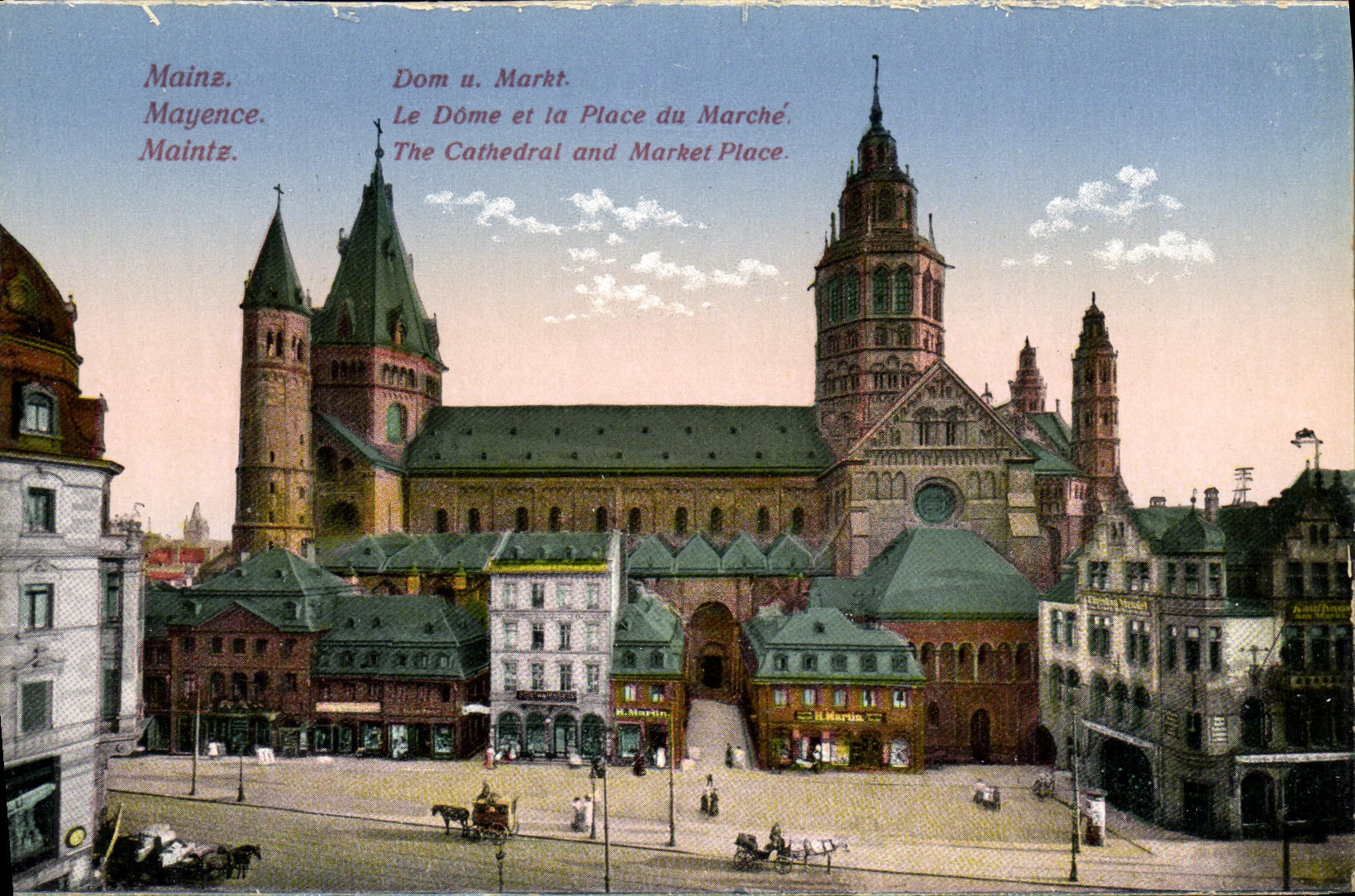 VINTAGE POSTCARD Mainz Dom U Markt