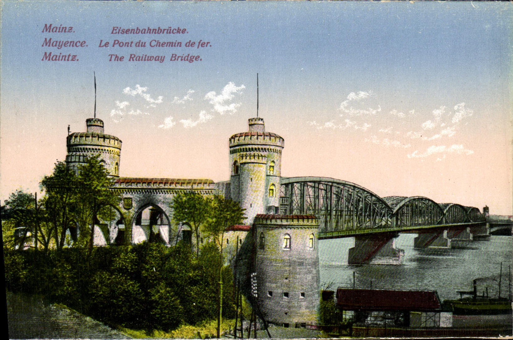 VINTAGE POSTCARD Mainz Eisenbanhnbrucke