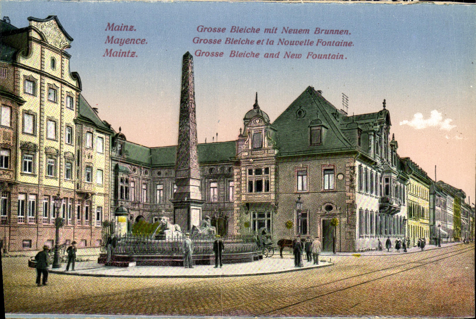 VINTAGE POSTCARD Mainz Grosse Bleiche put Neuen Brunnen