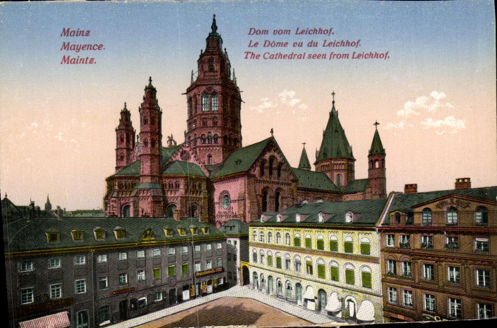 VINTAGE POSTCARD Mainz the Dome seen of Leichhof
