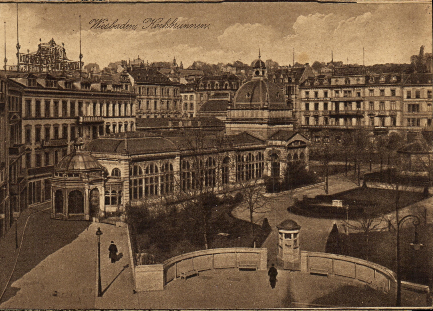 VINTAGE POSTCARD Wiesbaden Thermal springs