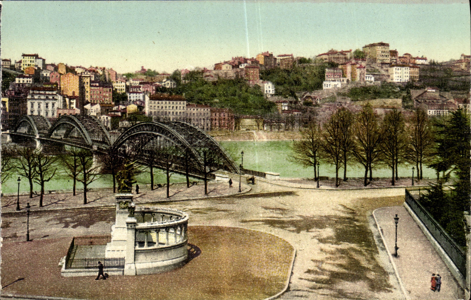 VINTAGE POSTCARD Lyon Places Head D Or Monument of the Children of the Rhone Pont of the Loop Slope Clear St