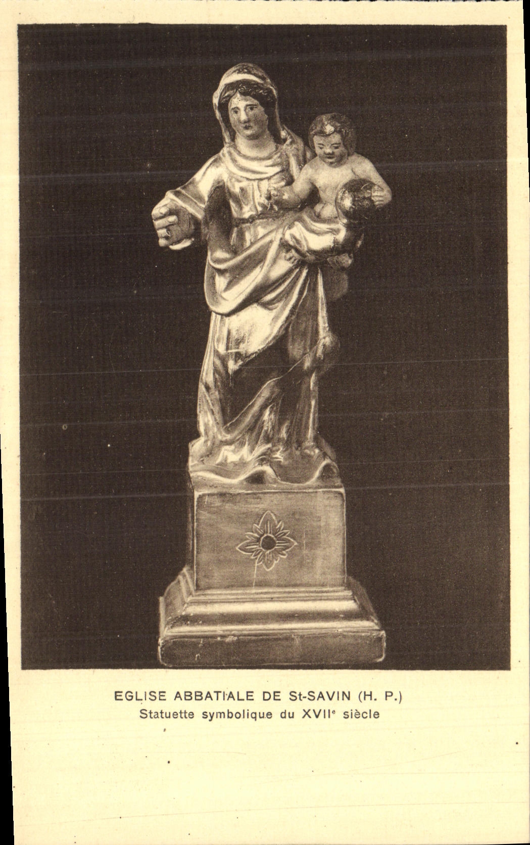 VINTAGE POSTCARD Abbatale Church Of St Savin Statuette symbolic system of 17th