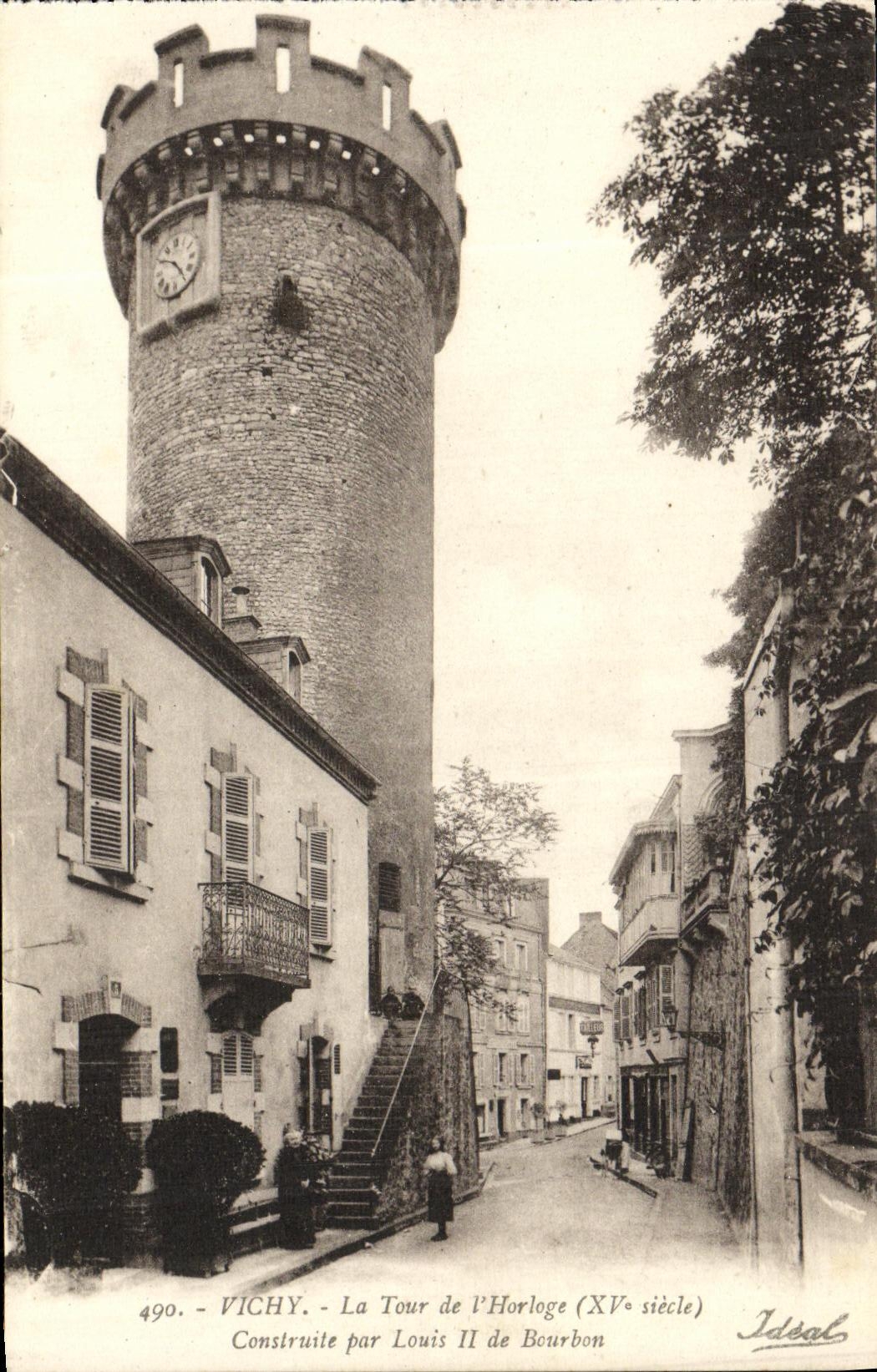 VINTAGE POSTCARD Vichy the Tower of L Clock Built by Louis II of Bourbon