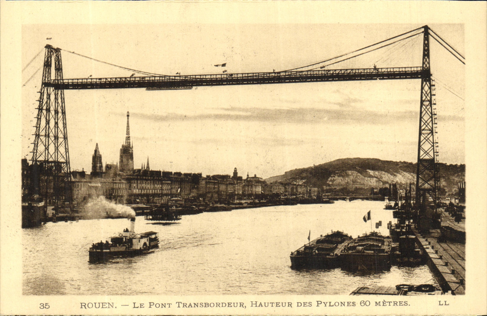 CAPE Rouen the Transporter bridge Height Of the Pylons 60 bills of quantities Boats