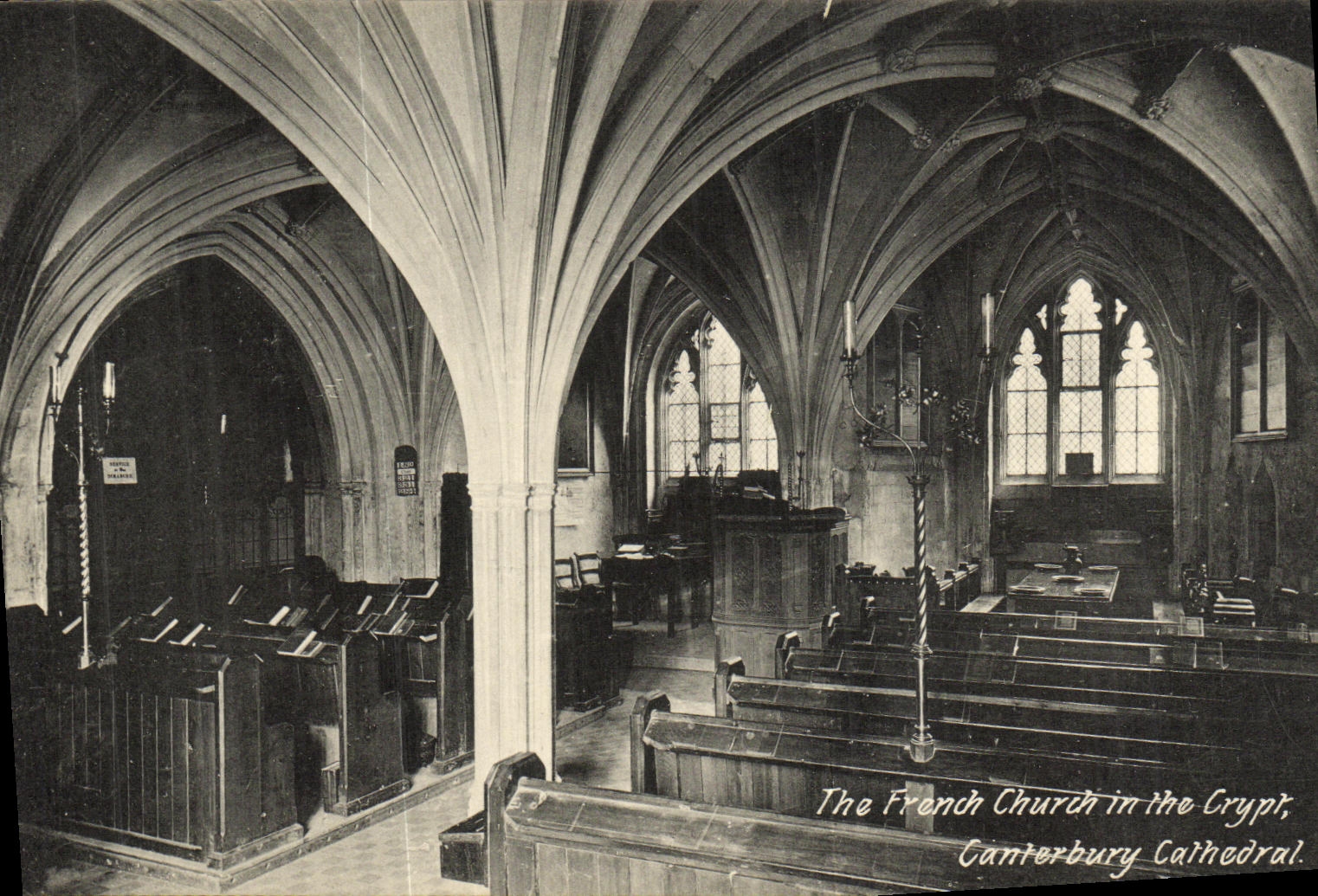 VINTAGE POSTCARD Canterbury Cathedral The French Church in nthe Crypt