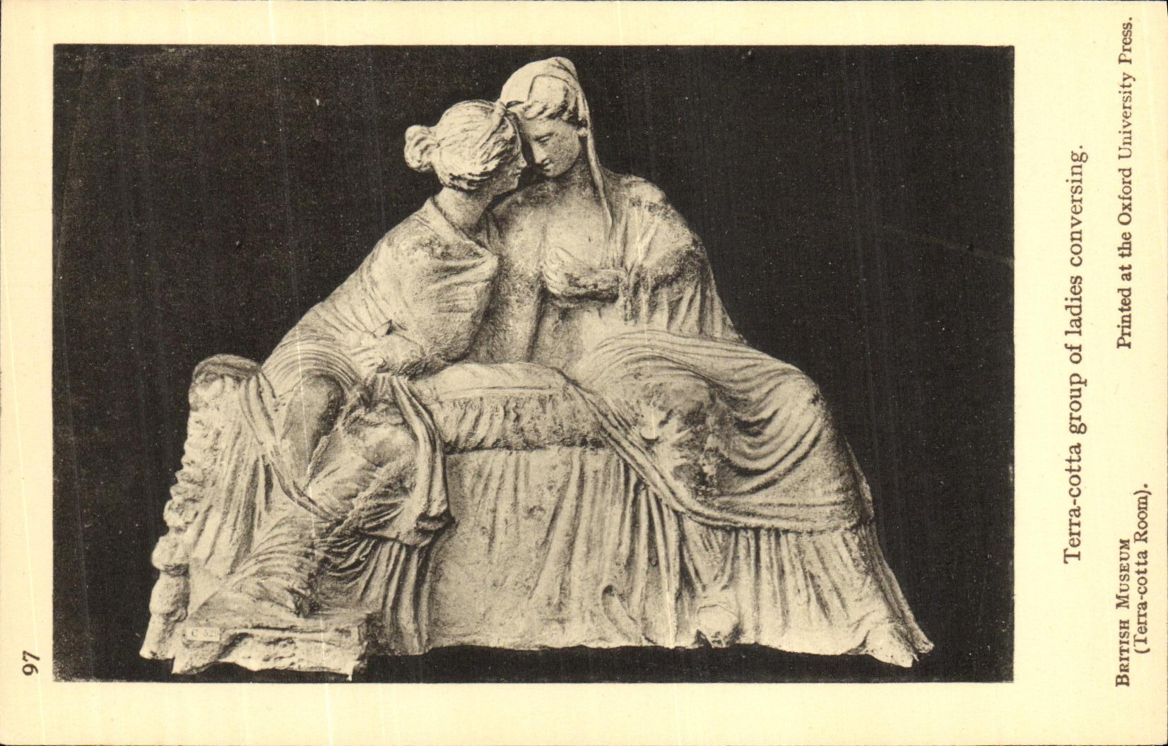 VINTAGE POSTCARD Terra Cotta Group off Iadies Conversing British Museum Greece