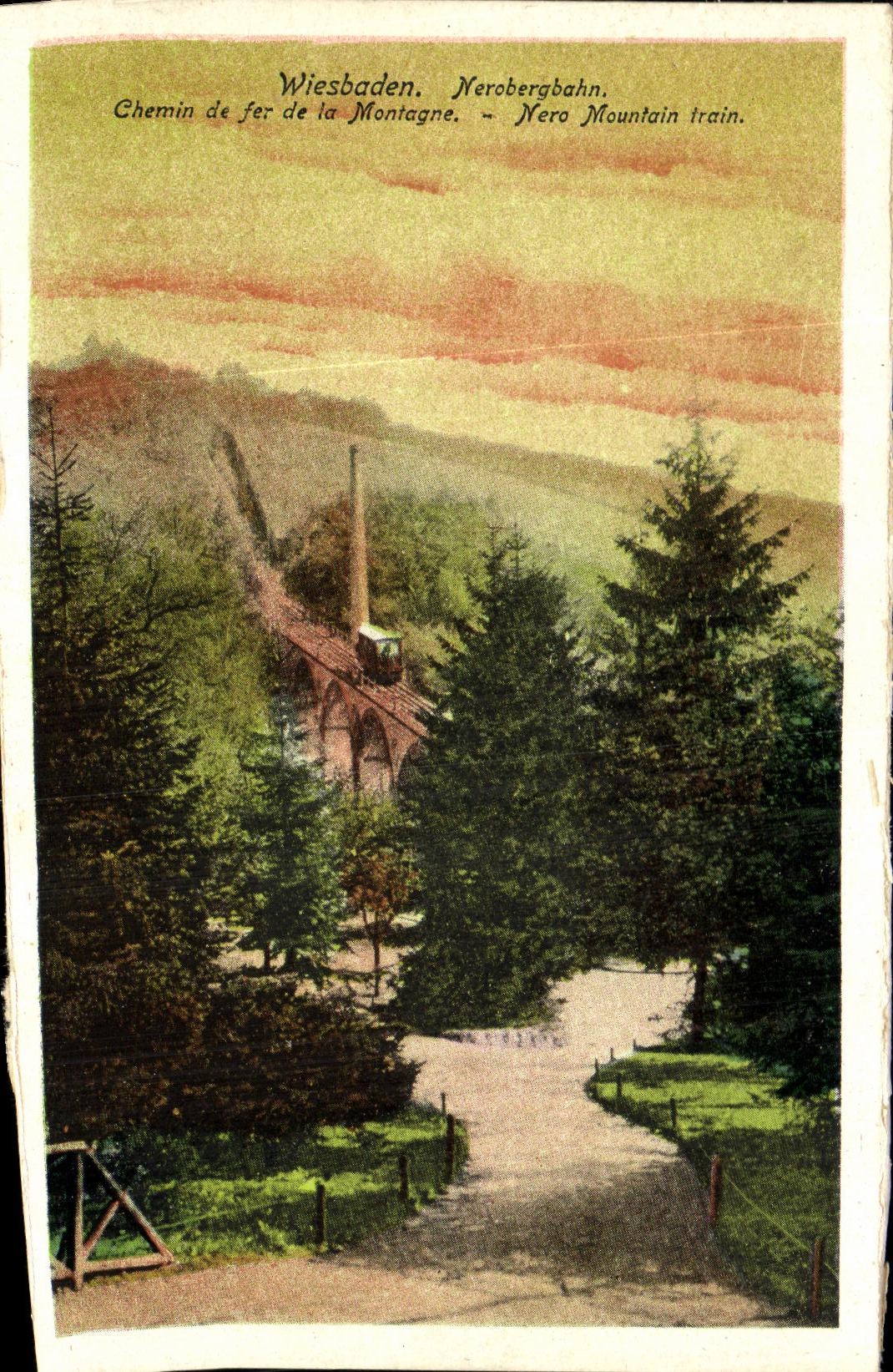 VINTAGE POSTCARD Wiesbaden Nerobergbahn Railroad of the Mountain