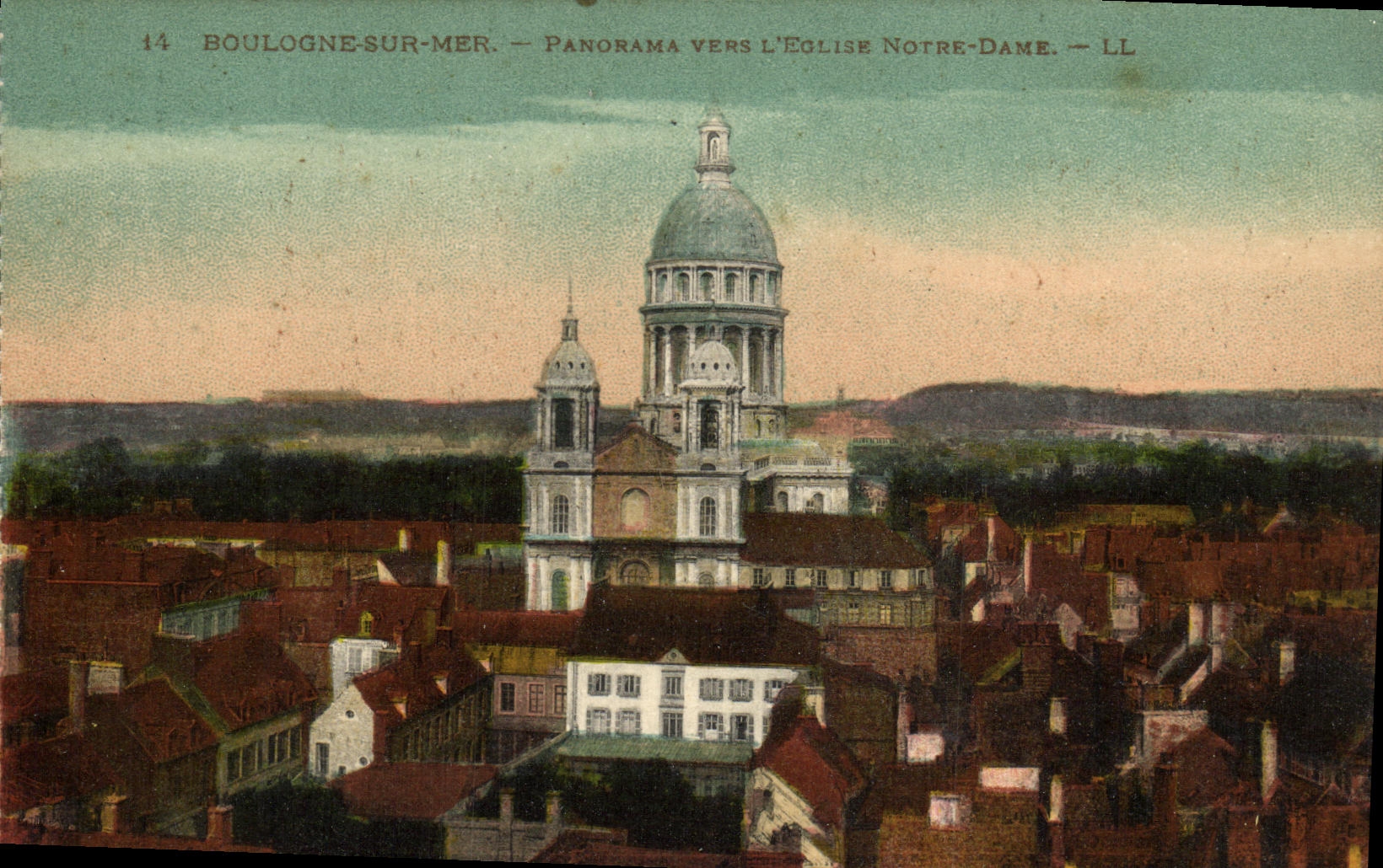 VINTAGE POSTCARD Boulogne on Sea Panorama Towards L Notre Dame Church