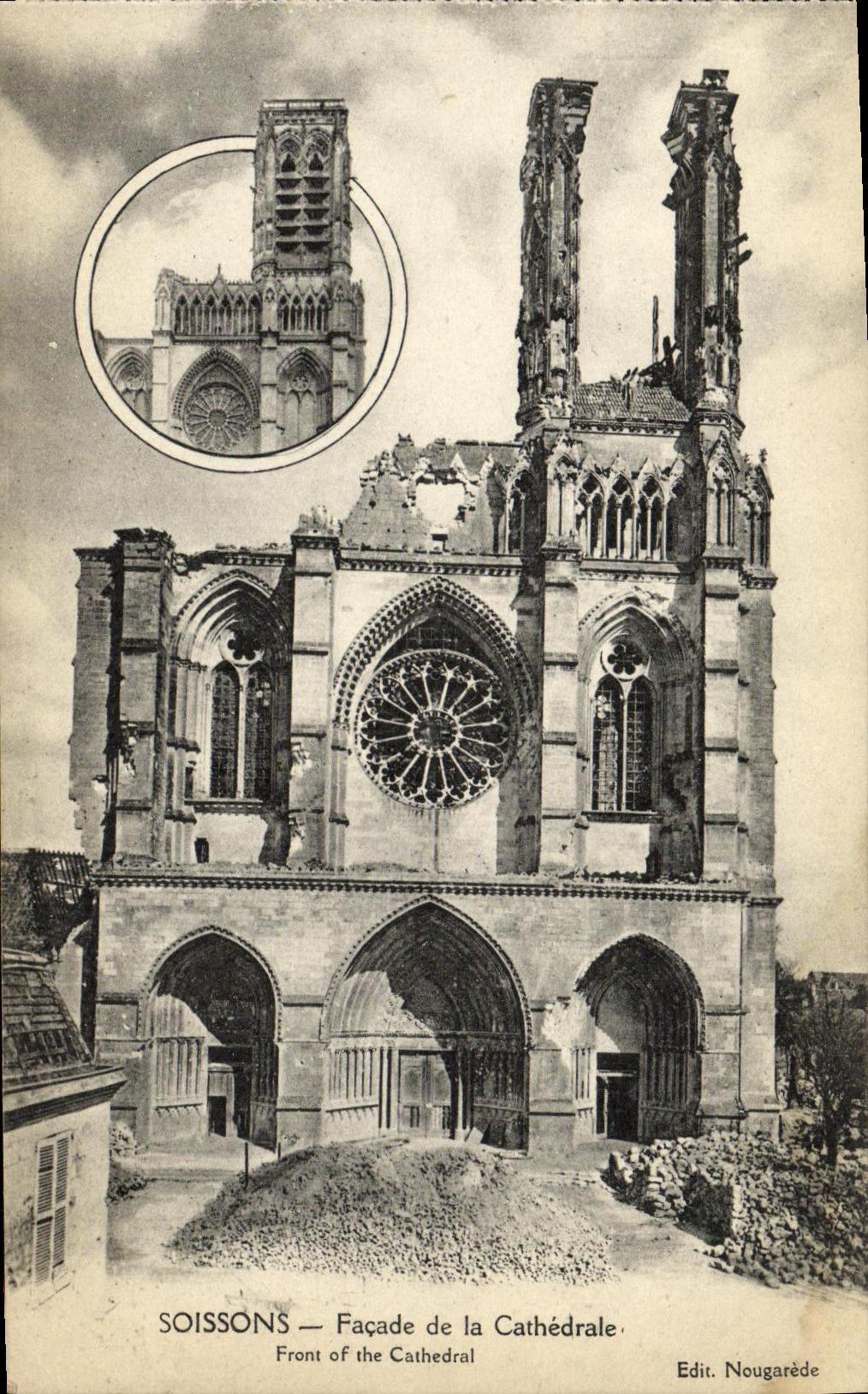CPA Soissons Facade de la Cathedrale