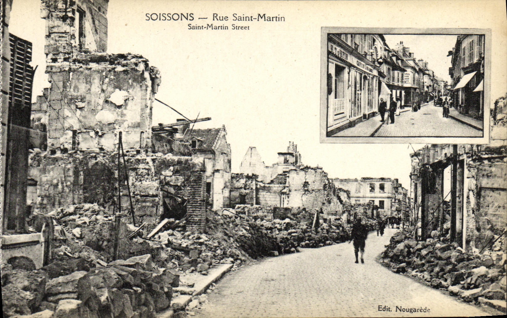 CPA Soissons Rue Sainte Martin Militaria