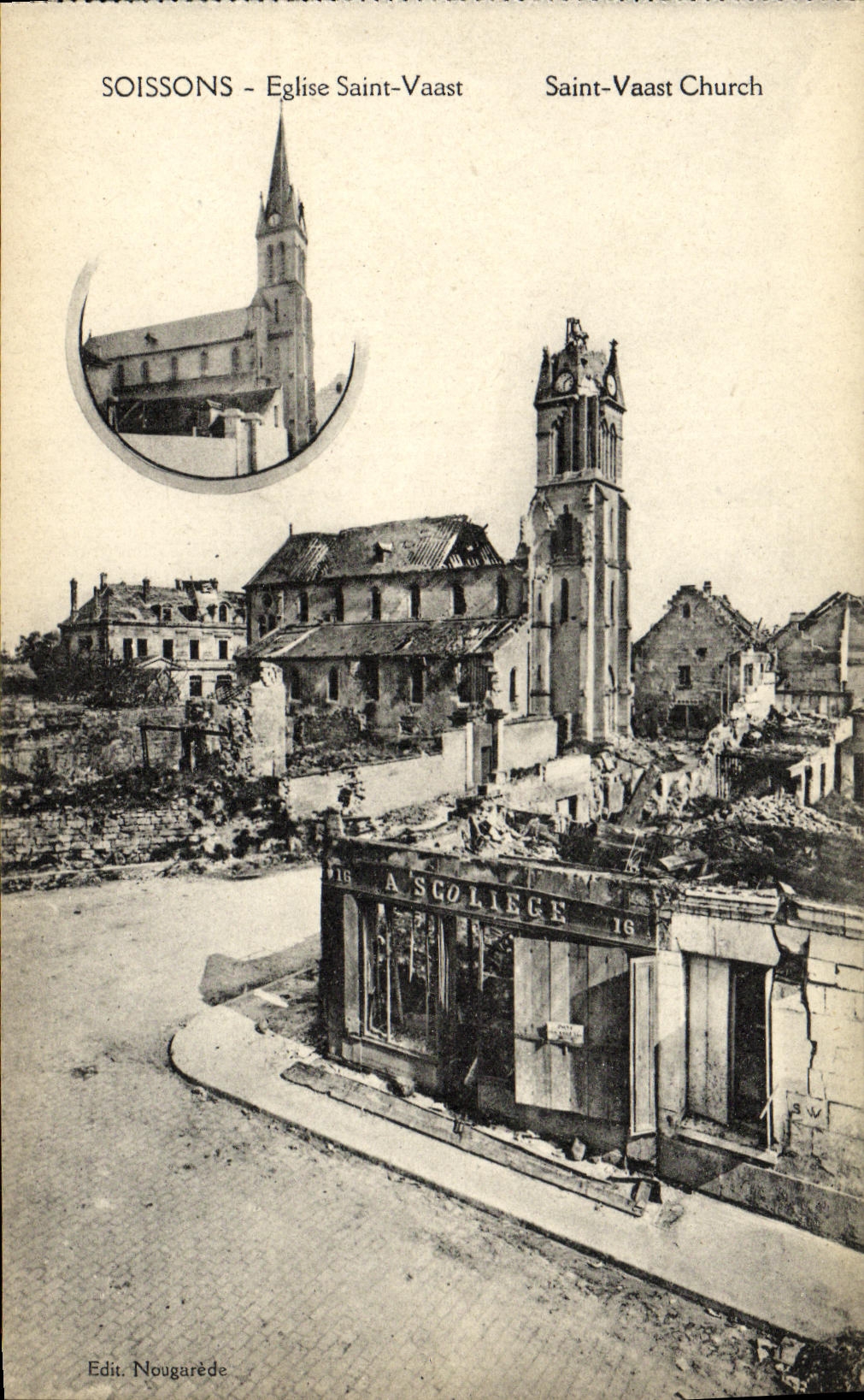 CPA Soissons Eglise Saint Vaast Militaria