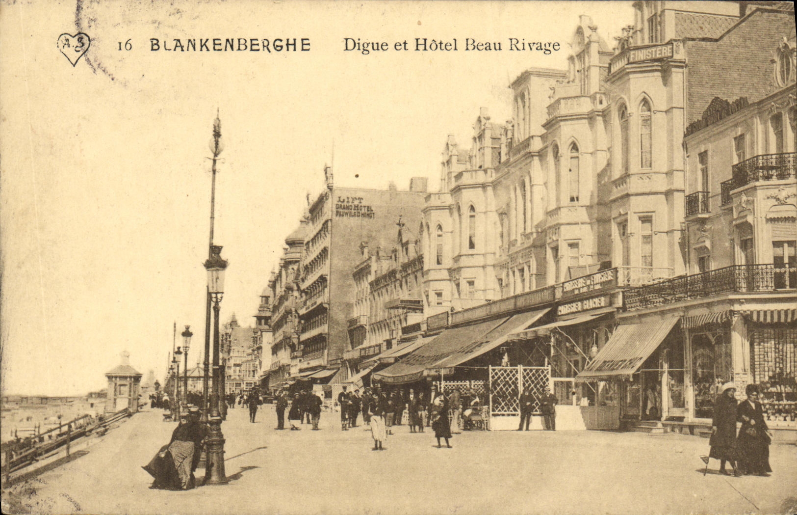 CPA Blankenberghe Digue et Hotel Beau Rivage