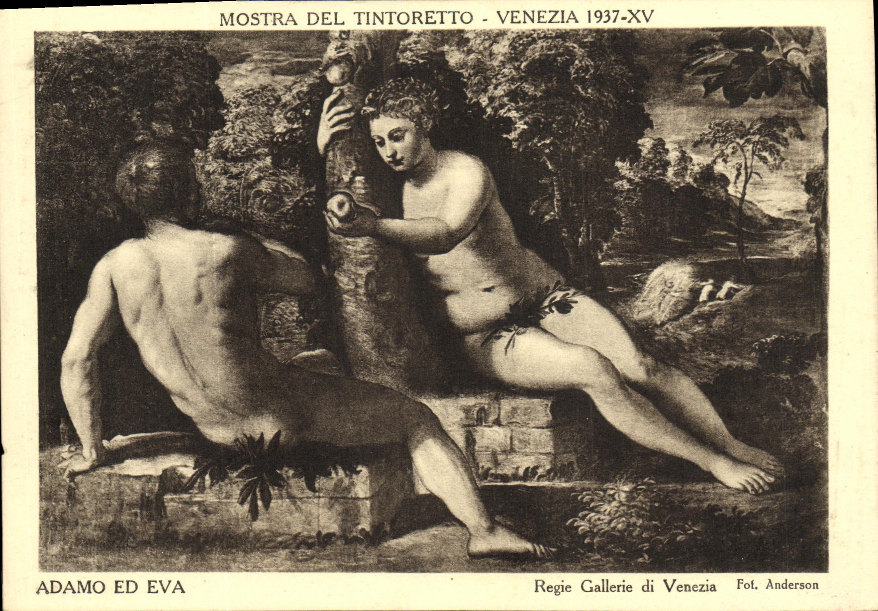 VINTAGE POSTCARD Mostra Del Tintoretto Venezia Adamo ED Eva