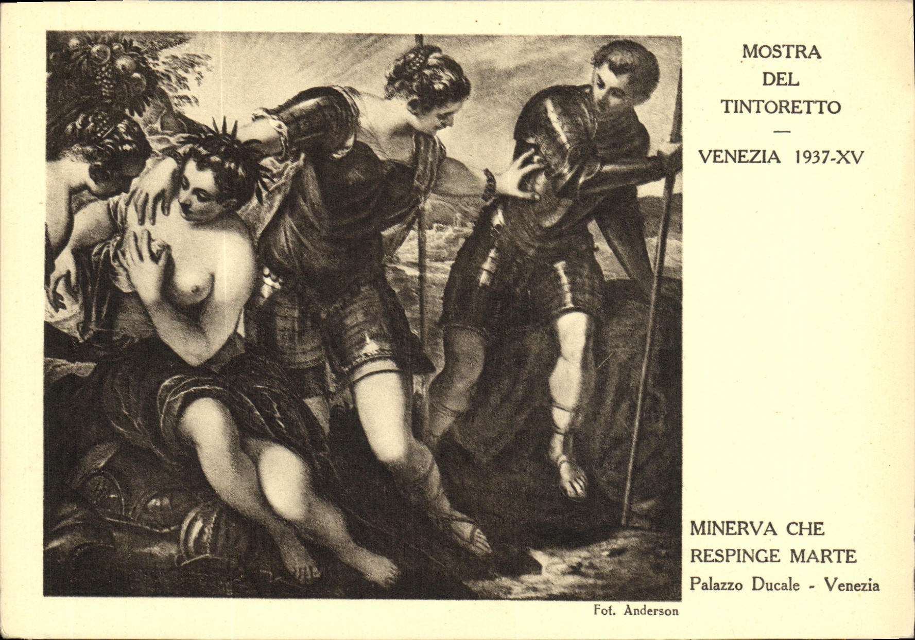 VINTAGE POSTCARD Mostra Del Tintoretto Venezia Minerva Cheresoinge Marte
