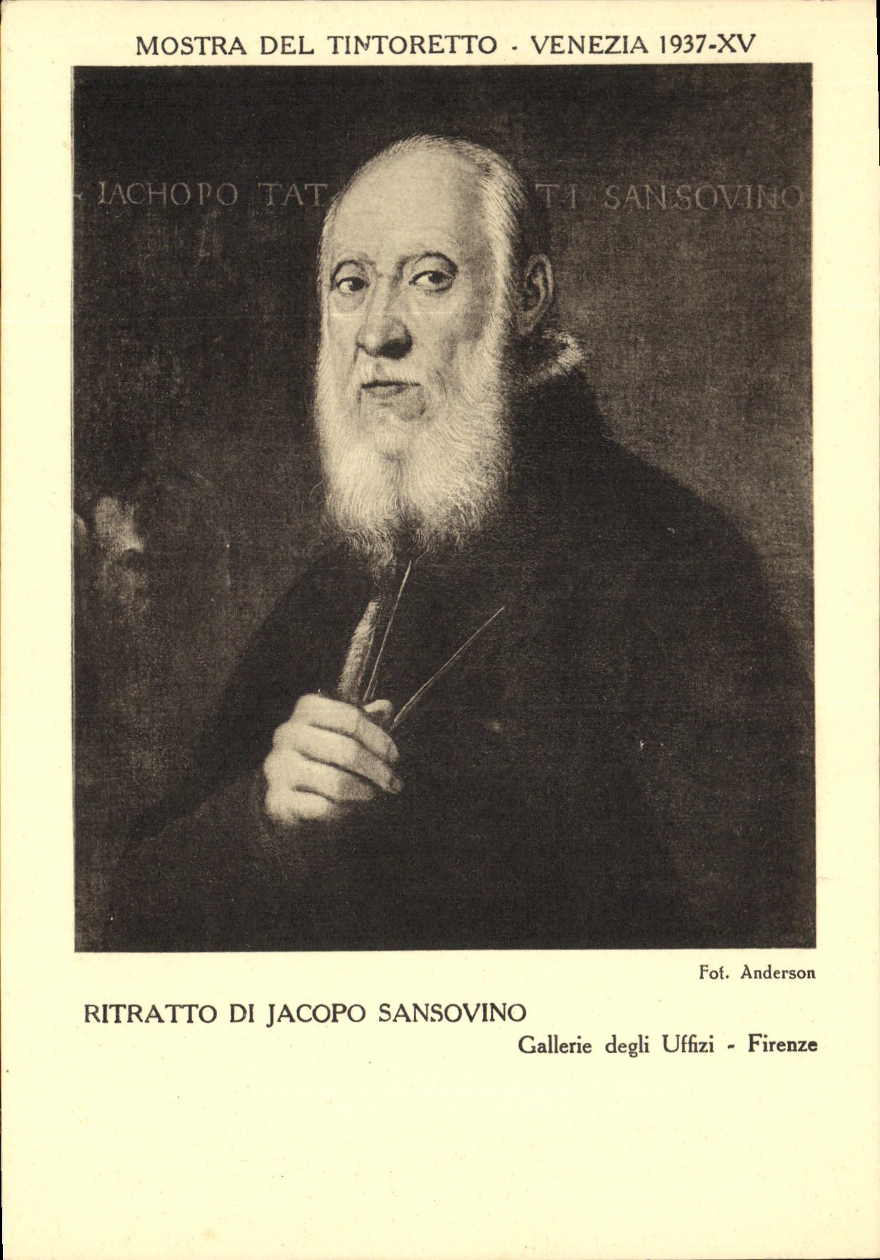 VINTAGE POSTCARD Mostra Del Tintoretto Venezia Ritratto Di Jacopo Sansovino