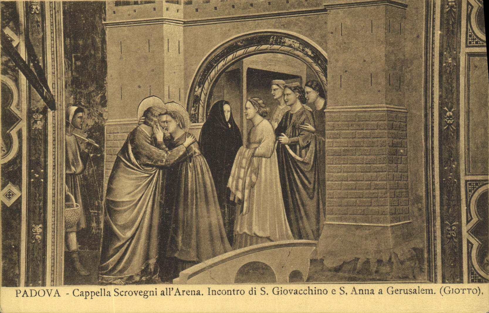 VINTAGE POSTCARD Padova Cappella Degli Scovegni all Arena Incontro di Giovacchino