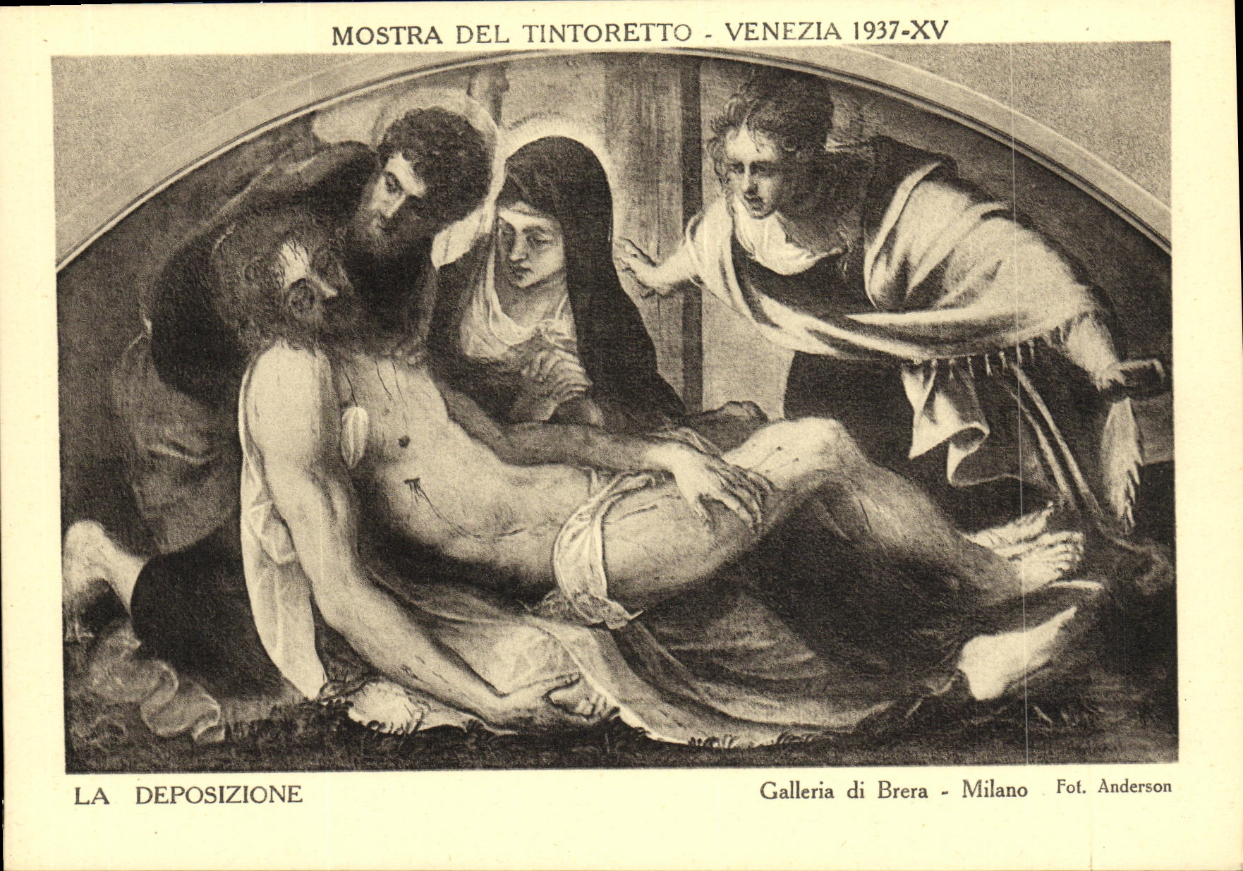 VINTAGE POSTCARD Mostra Del Tintoretto Venezia Deposizione