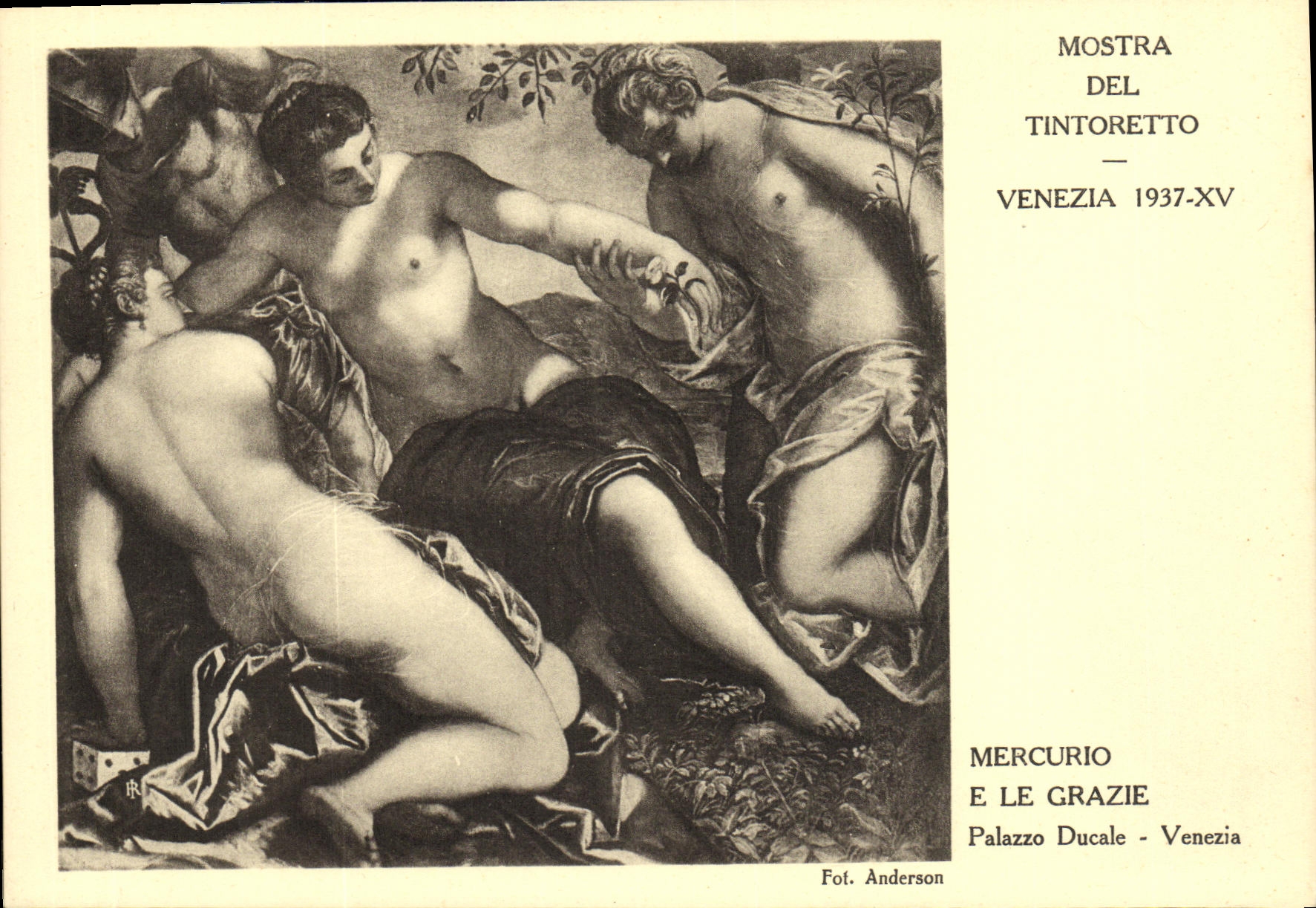 VINTAGE POSTCARD Mostra Del Tintoretto Venezia Mercurio Grazie
