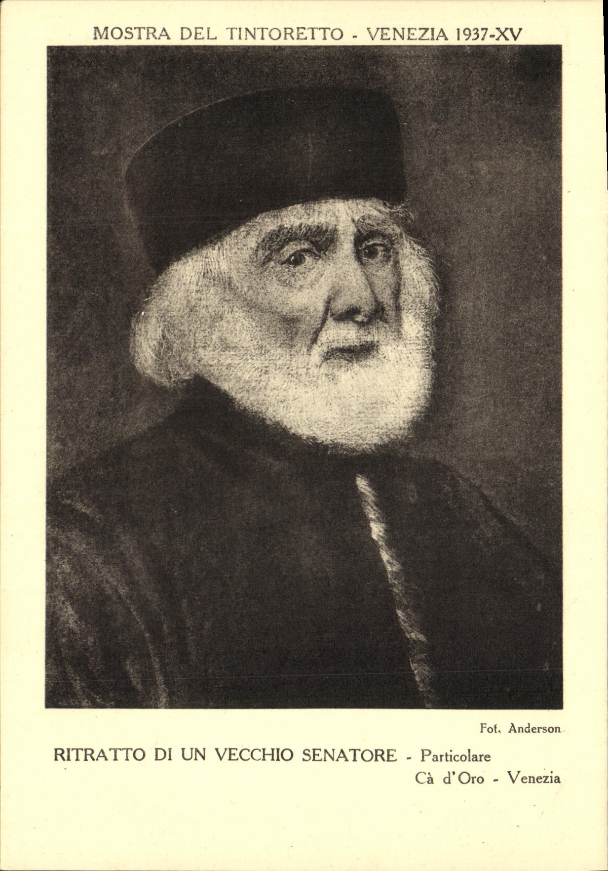 POSTAL Mostra Del Tintoretto Venezia Ritratto di Vecchio Senatore de la VENDIMIA