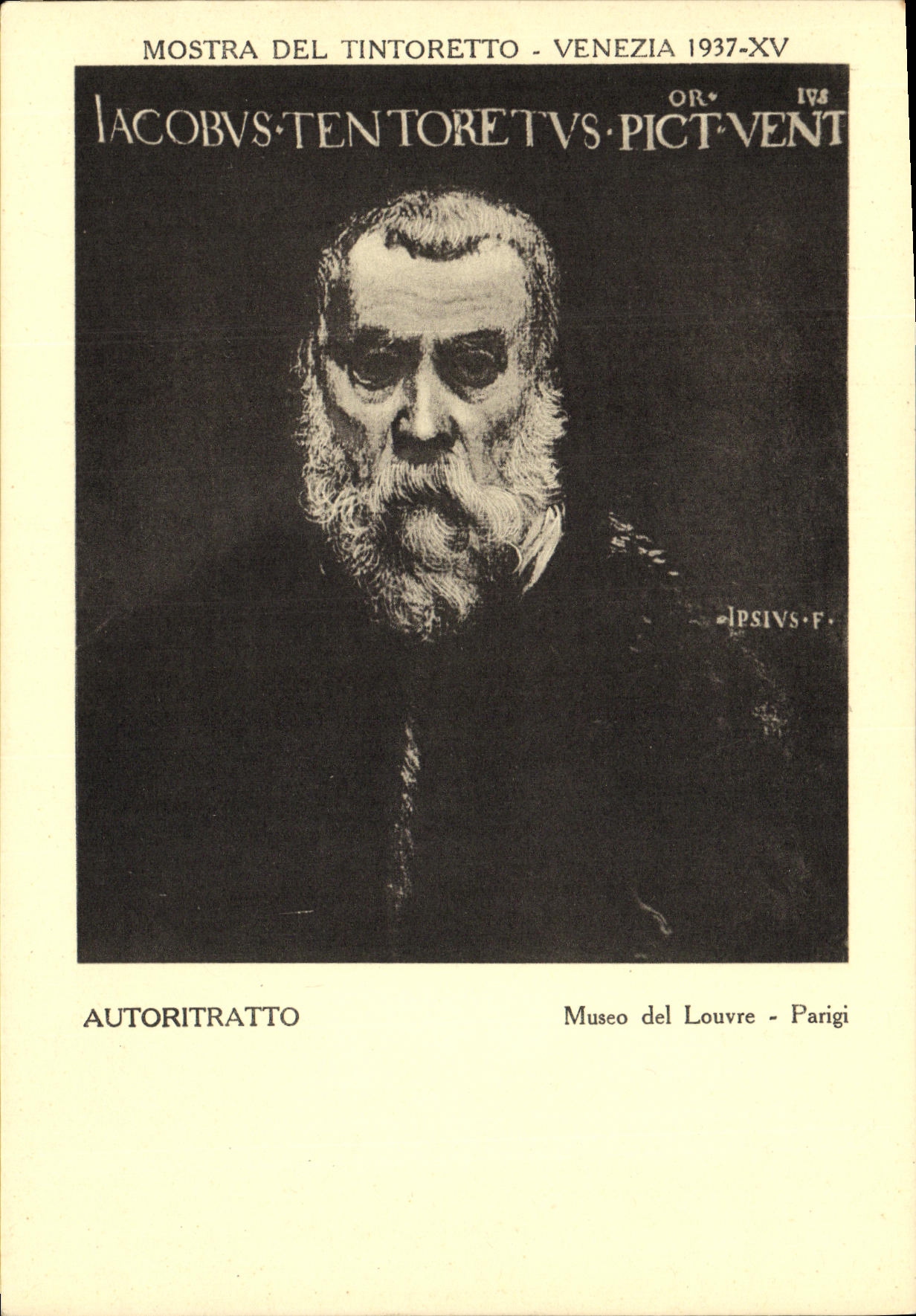 POSTAL Mostra Del Tintoretto Venezia Autoritratto de la VENDIMIA