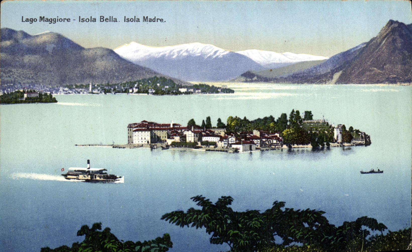 El nIsola Bella de Lago Maggiore de la POSTAL de la VENDIMIA aislo veteado
