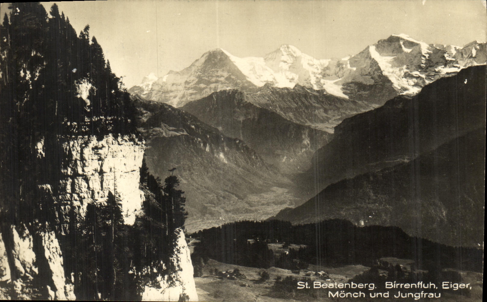 CPA St Beatenberg Birrenffuh Eiger Monch und Jungfrau