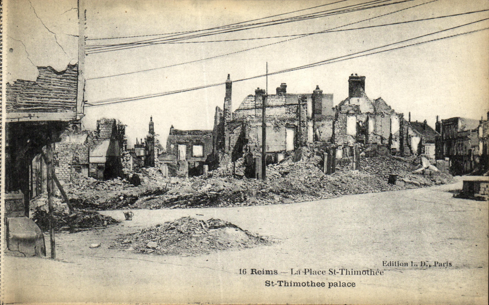 VINTAGE POSTCARD Rheims the Place St Thimothee Militaria