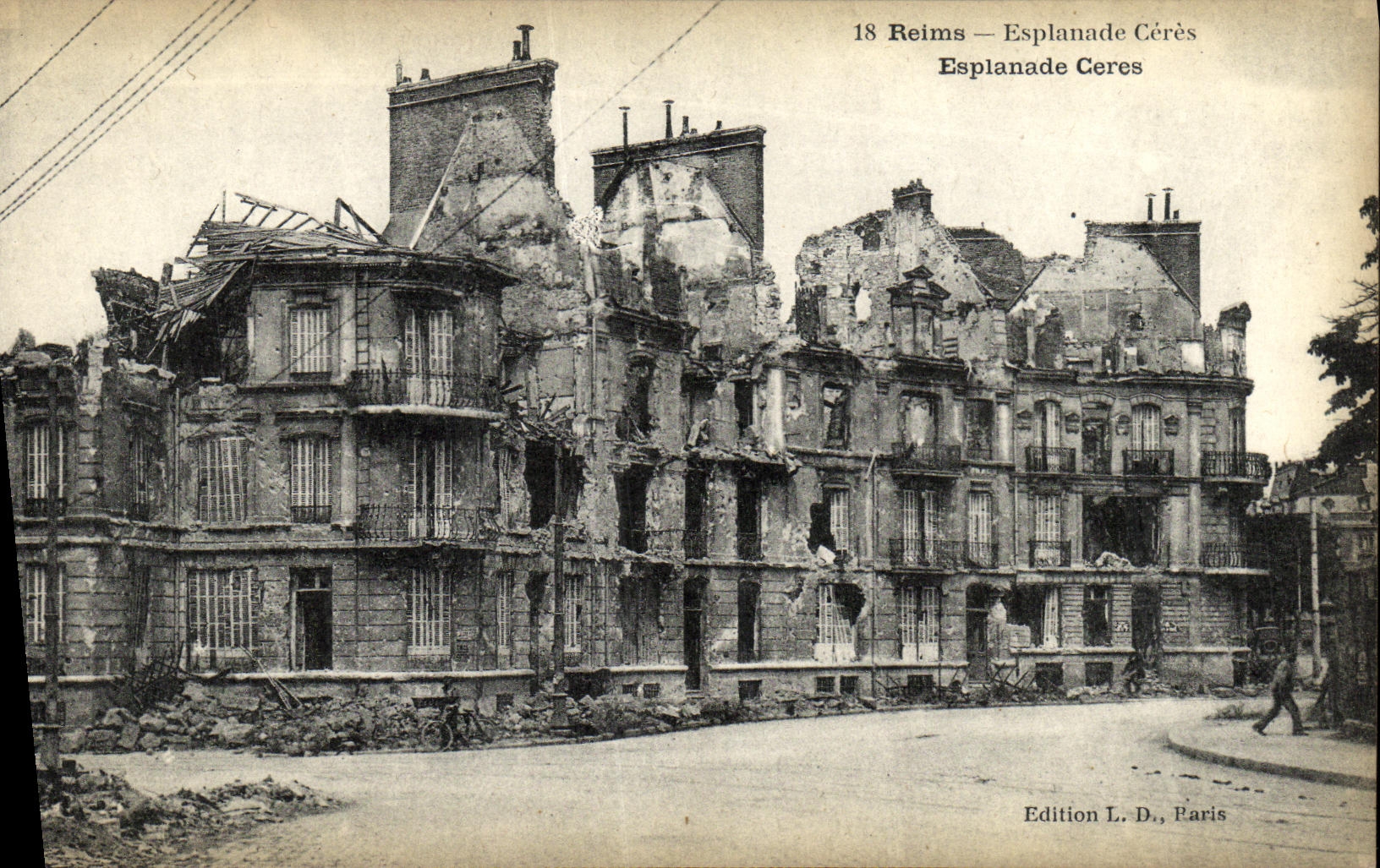 VINTAGE POSTCARD Rheims Esplanade Ceres Militaria