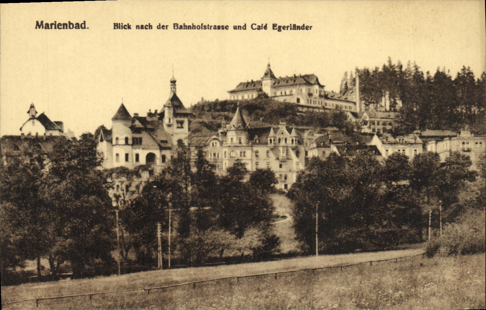 CPA Marienbad Blick nach der Bahnholstrasse und Cale Egerlinder