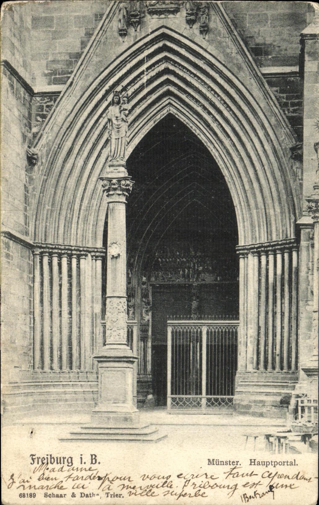 VINTAGE POSTCARD Freiburg Munster Hauptportal