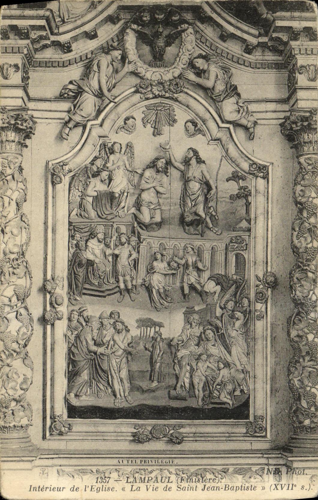 CPA Lampaul Finistere Interieur de l eglise La vie de Saint Jean Baptiste