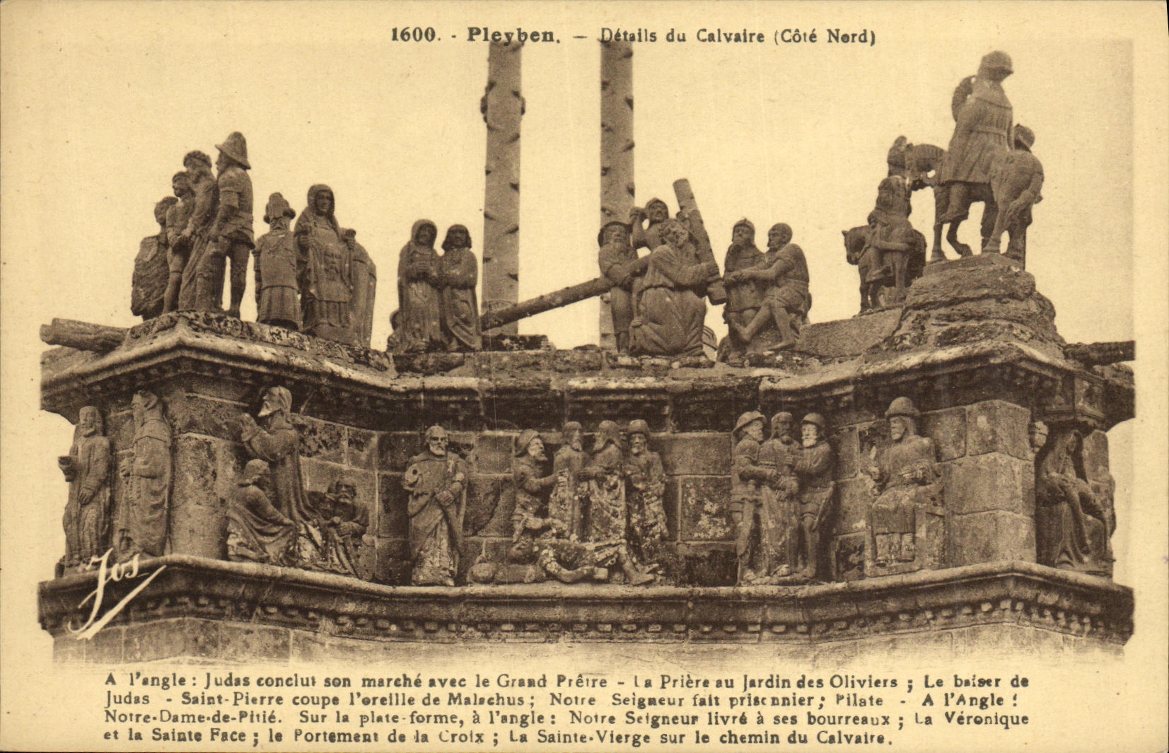 VINTAGE POSTCARD Pleyben Details of the Martyrdom