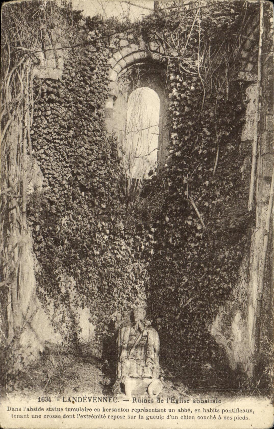 VINTAGE POSTCARD Landevennec Ruins of L Abbey church