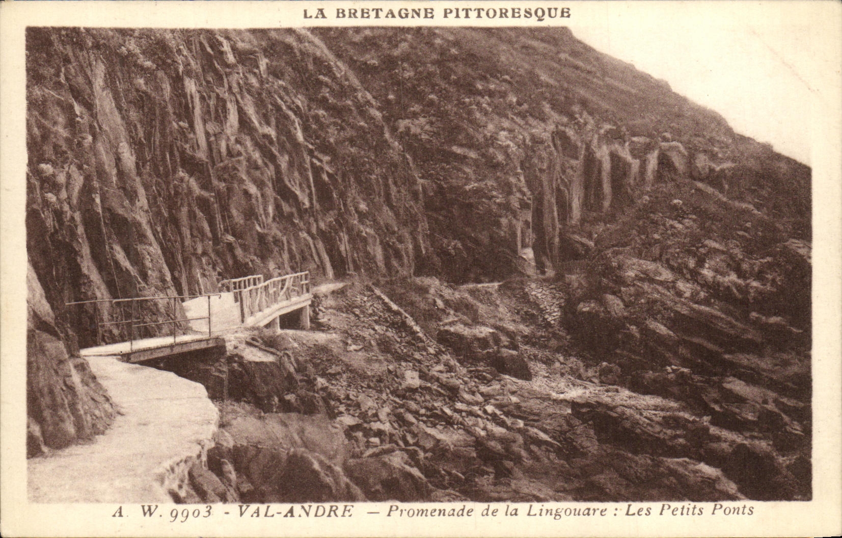 VINTAGE POSTCARD Valley Andre Promenade of Lingouare small bridges