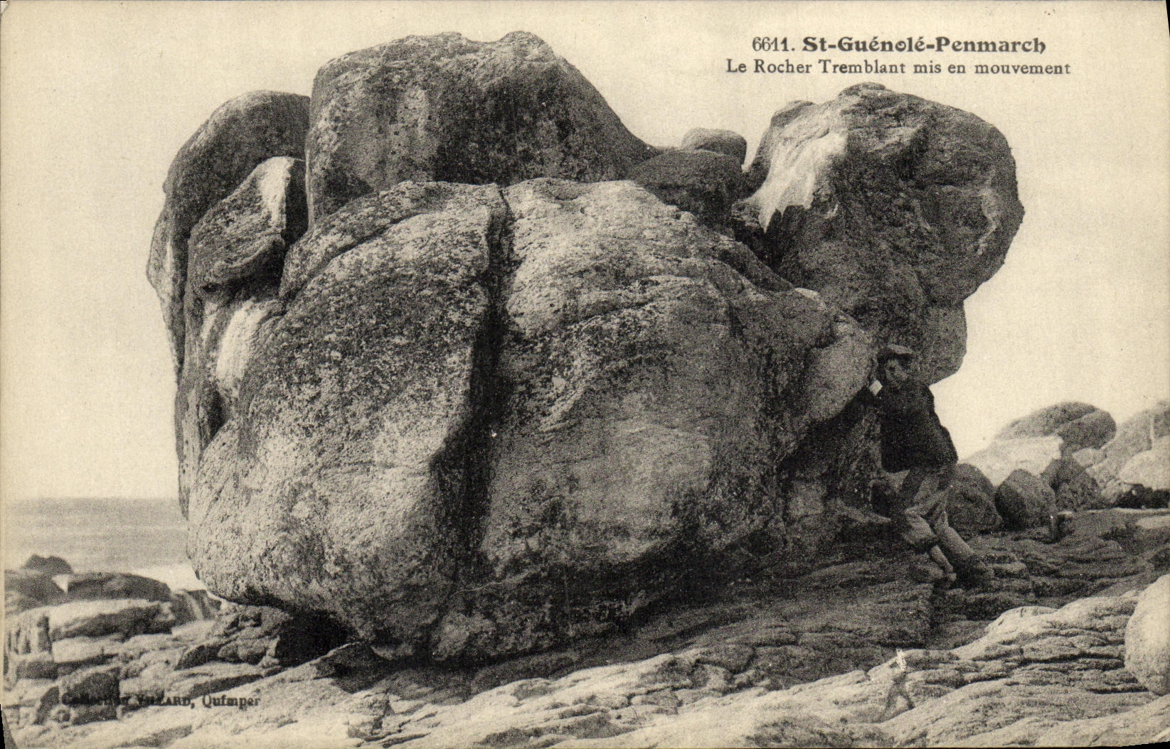 VINTAGE POSTCARD Penmarch the Trembling Rock put moving
