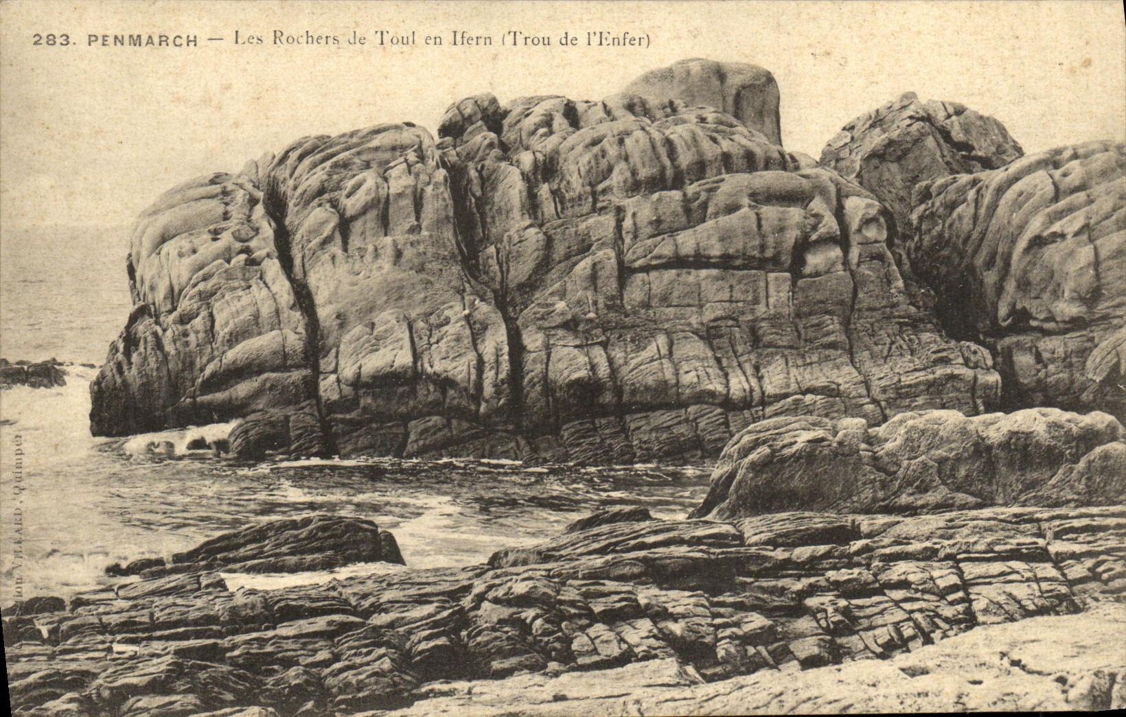 VINTAGE POSTCARD Penmarch Rocks of Toul in Ifern Hole of L hell