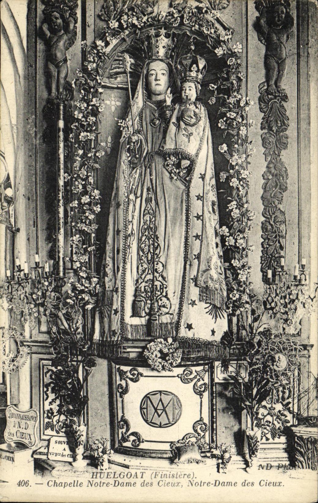 VINTAGE POSTCARD Huelgoat Chapelle Notre Dame of the Skies Notes Lady of the Skies